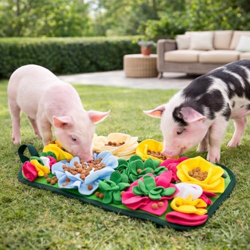 Pig Enrichment Toys, Mini Pig Foraging Mat, Snuffle Pad Bed Interactive Treat Mat Toy for Pet Pig and Farm Use - color: Yellow
