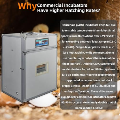 352 Egg Digital Cabinet Incubator，Poultry Hatching Breeding Cabinet Incubator for Auto Egg Turning, Temp/Humidity Control, Thermostatic for Chicken/Duck/Goose/Quail Bird. - size: 352 eggs 230L