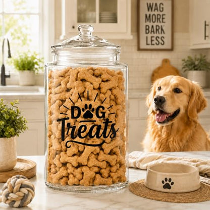 kitchentoolz 2-Gallon Dog Treat Container Airtight – Large Glass Jar for Countertop, Stylish Dog Treats Container & Dog Cookie Jar, Perfect Dachshund Accessories & Dog Treat Storage - size: 2 Gallon