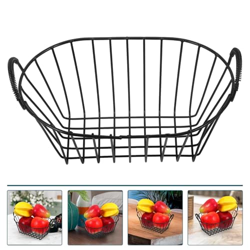 HEMOTON Iron Wire Fruit Basket Storage Basket for Pantry Metal Fruit Holder Kitchen Accessory