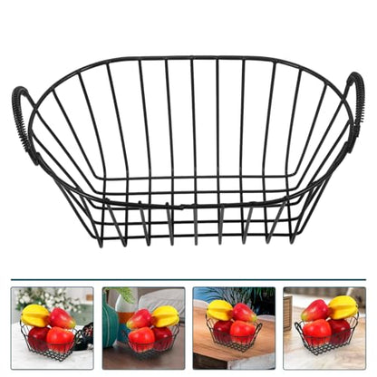 HEMOTON Iron Wire Fruit Basket Storage Basket for Pantry Metal Fruit Holder Kitchen Accessory