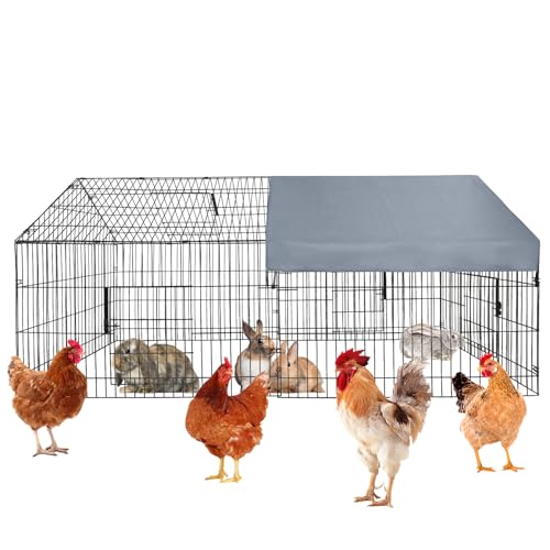 Metal Walk-in Large Chicken Coop, Chicken Runs for Yard with Cover, Outdoor Dog Kennel with Waterproof Anti-UV Roof & Security Lock for Ducks Rabbits and Poultry - color: Three Doors