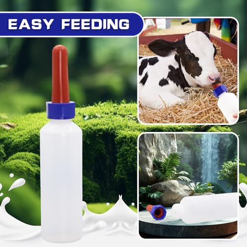 2PCS 500ml Calf Nursing Feeder Bottles with Rubber Nipple Milk Feeder,Farm Goat Calf Sheep Milk Feeder Livestock Tools
