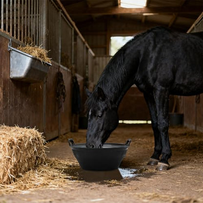 4Pcs Rubber Feed Pan, Horse Feed Bucket, Rubber Bowl Chicken Dust Bath Livestock Water Bowl for Pig Goat Chicken Dogs Farm Small Animal Garden DIY Building Farming