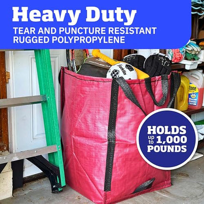 DURASACK Heavy Duty Home and Yard Bags 48-Gallon Reusable Self-Standing Lawn and Leaf Bags Garbage Can with Reinforced Handles, Red - color: Red
