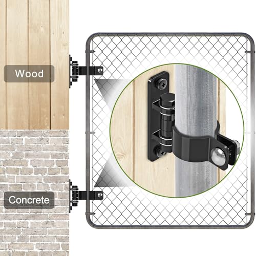 Insaga Gate Hinges Heavy Duty Carbon Steel Chain Link Fence Parts Electroplated Finish, Removable Bolts for Wall Mount, Fits 2-3/8'' Outer Diameter Pipes/Posts for Farm, Fence Gate (2Pack, Black) - size: 2-3/8''