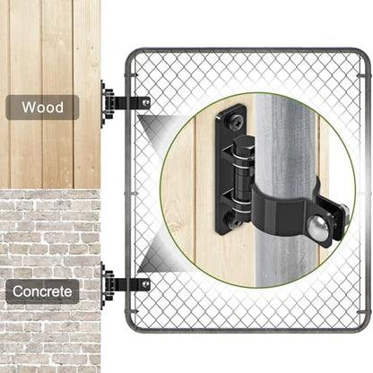 Insaga Gate Hinges Heavy Duty Carbon Steel Chain Link Fence Parts Electroplated Finish, Removable Bolts for Wall Mount, Fits 2-3/8'' Outer Diameter Pipes/Posts for Farm, Fence Gate (2Pack, Black) - size: 2-3/8''