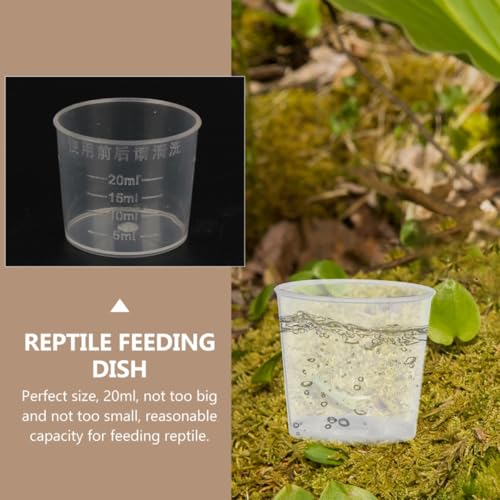 HEMOTON 30pcs Reptile Feeding Cups Set 20ml Graduated Measuring Bowls for Lizard Gecko Water and Food Feeder Pet Terrarium Supplies