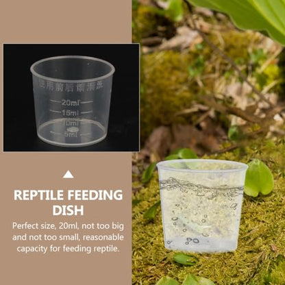 HEMOTON 30pcs Reptile Feeding Cups Set 20ml Graduated Measuring Bowls for Lizard Gecko Water and Food Feeder Pet Terrarium Supplies