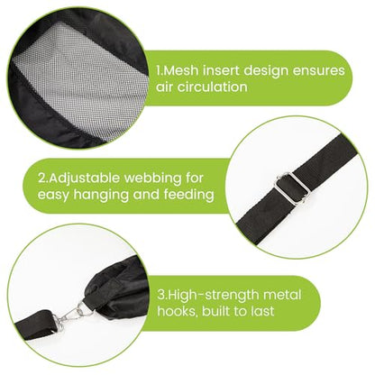 Hay Feeder with Adjustable Straps for Hanging Goat Hay Bags，Large Capacity hay Bags for Horses, Goats, Cattle, Donkeys and Other Animals Black - color: 1 Pcs
