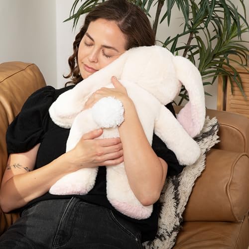 HUGIMALS Iggy the Bunny 20 Inch 4.5 lb Heavy Cute Sensory Weighted Comfort Plush | Large Unscented Washable Self Care Calming Stuffed Animal for Kids, Teens and Adults - color: Iggy the Bunny