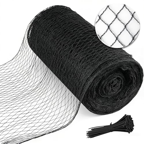 Bird Netting for Garden 7.5 x 65 FT Heavy Duty Black Garden Netting for Fruit Trees, Chicken Coop, Pond, Blueberry Bushes, Poultry & Deer Netting, HDPE Plant Protection Net Fence with Ties - size: 7.5' x 65'