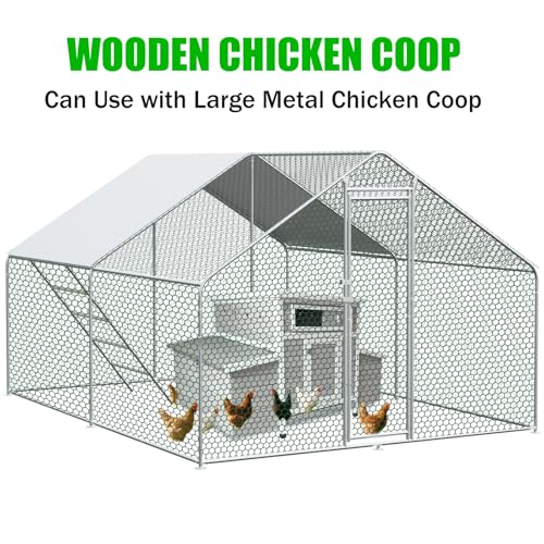 Chicken Coop, 58" Wooden Chicken Coop with 2 Sides Large Nesting Boxes for 4-6 Chickens, Poultry Hutch Rabbit Cage with No-Slip Ramp & Pull-Out Tray for Outdoor Farm Yard (White Grey) - color: White Grey