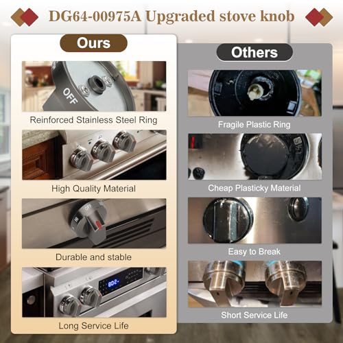 DG64-00975A (4PCS) Electric Range Knob, NE/NX9000t, DG64-00975A 002 knobCompatible with Samsung knobs NE/NX9000t, fit for Samsung Electric Stove/Oven Knobs Replacement