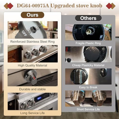 DG64-00975A (4PCS) Electric Range Knob, NE/NX9000t, DG64-00975A 002 knobCompatible with Samsung knobs NE/NX9000t, fit for Samsung Electric Stove/Oven Knobs Replacement