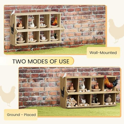 Chicken Nesting Box, 8 Compartment Wooden Nesting Boxes for Chickens with Perches, Floor/Stand/Wall Mount Large Chicken Nesting Boxes for Small & Medium Poultry - size: 8 Compartment