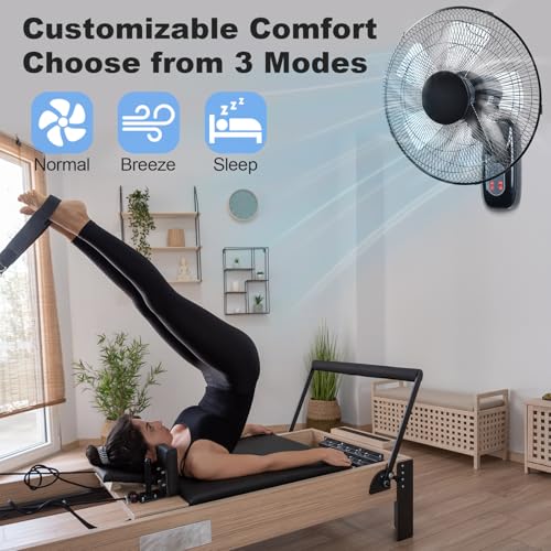 Aotop 16 inch Wall Mount Fan with Remote Control - 2 Pack, 3-Speed and 3 Modes, Timer Function, Adjustable Head, Oscillating Fan for Home and Office - Black - color: Black, size: 16 inch(2 pcs)