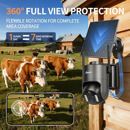 No WiFi Security Camera, 4G LTE Cellular Security Cameras Wireless Outdoor for Home/Farm/Jobsite, 2.5K True 4MP Off Grid Camera with SD & SIM, PIR Sensor, 2-Way Audio, Color Night Vision, Grey