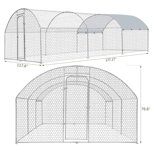 Large Chicken Coop, Walk-in Chicken Runs for Yard with Poultry Chicken Runs House Pen Cage, Chicken Coops with Water Poof & UV Resistance Cover for Outdoor Backyard Farm 9.84Lx19.68Wx6.6H FT - size: 117.6"L x 236.2"W x 76.8"H