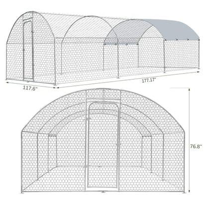Large Chicken Coop, Walk-in Chicken Runs for Yard with Poultry Chicken Runs House Pen Cage, Chicken Coops with Water Poof & UV Resistance Cover for Outdoor Backyard Farm 9.84Lx19.68Wx6.6H FT - size: 117.6"L x 236.2"W x 76.8"H