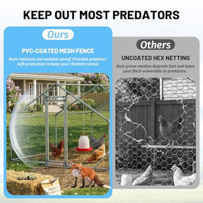 Metal Chicken Coop 20x10x6.56ft Extra Large Walk-in Poultry Cage for 15-30 Chickens Chicken Run Hen Rabbit Duck House with Waterproof Cover for Outdoor Farm Use - size: 240.0"L x 120.0"W x 78.7"H