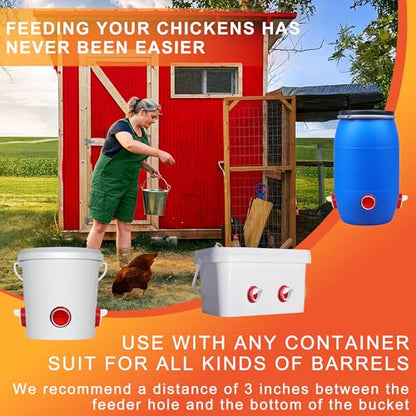 ZenxyHoC Chicken Feeders No Waste, DIY Automatic Poultry Feeder 4 Ports 1 Hole Saw with Covers Gravity Feed Kit for Buckets Barrels Bins Troughs - size: 4 Ports Standard