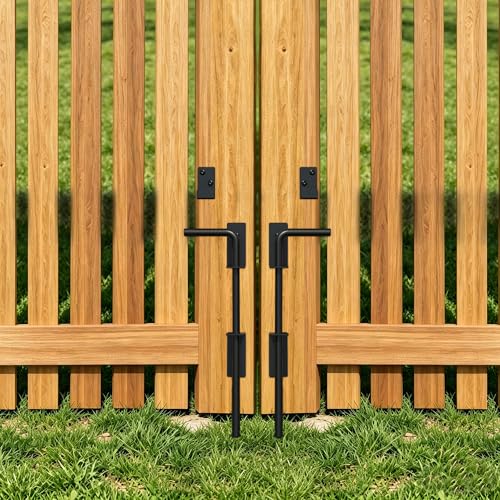 Heavy Duty Cane Bolt Gate Drop Rod, 12" Black Gate Latches Hardware for Wood Fence/Metal/Vinyl/Double Gates, Outdoor Gate Ground Latch Drop Rod with Mounting Screws, 2 Pack - size: 12 Inch