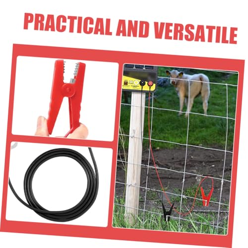 Happyyami 2pcs Fence Connector Cable Electric Goat Fence Kit Jump Leads Cable Wire for Fencing System Red Black Weatherproof