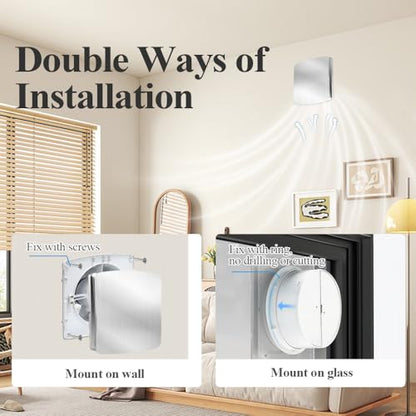 WiseWater Bathroom Exhaust Fan, 110V ac 140CFM 6” Duct 7.6" Panel Extractor Fan, Ceiling&Wall Mounted Ventilation Fan for Bathroom, Laundry Room, Office - size: 6"