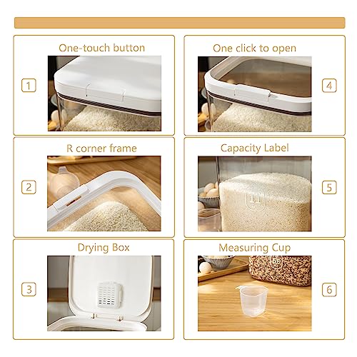 Flour Dispenser 10LBS - 5 L /5 QT /5 KG Rice Container Storage Food Cereal Container Bins Household for Kitchen Pantry Organization (5 L) - color: 5.6 L