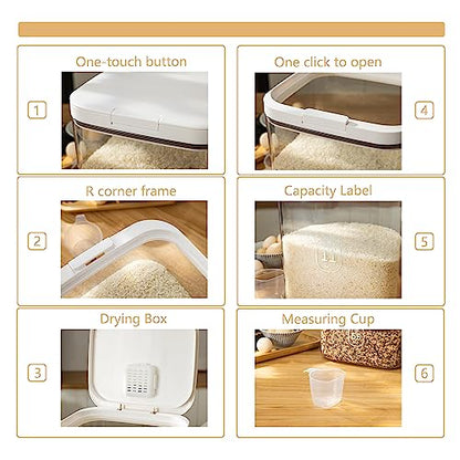 Flour Dispenser 10LBS - 5 L /5 QT /5 KG Rice Container Storage Food Cereal Container Bins Household for Kitchen Pantry Organization (5 L) - color: 5.6 L