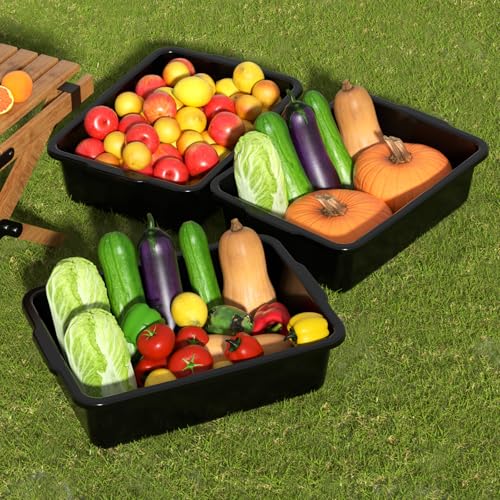 Xyskin Plastic Dish Tubs, Commercial Bus Box/Wash Basin Tote Box, 4-Pack (Black, 32L) - size: 32L-4 Packs