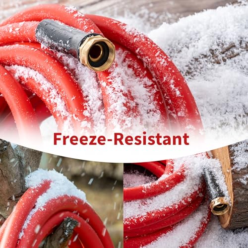 Garden Hose 5 ft x 5/8” Hot Water Hose,-50°F to 190°F,Burst 600Psi Flexible & Lightweight Upgraded Rubber Hoses,3/4” Solid Fittings for All-weather Outdoor Lawn & Garden - size: 5Ft, style: 5/8"