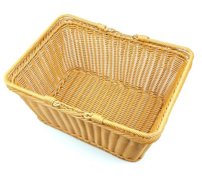 ANRUIDE 15.8"Poly Wicker storage Baskets,Handmade Woven Basket Harvest Basket Wicker Storage Basket for Picnic, Easter, Organizing, Gathering Vegetables(15.8" x 11.8") Brown