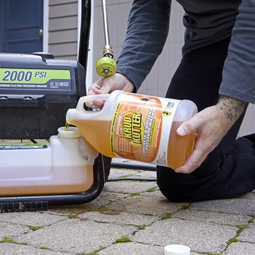 Krud Kutter Concrete & Driveway Pressure Washer Concentrate & Manual Use Cleaner | Cuts Through The Toughest Oil & Grease Stains From Concrete, Asphalt, Stone, Brick, Pavement and More | 1 Gallon