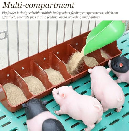 Small Multi-Compartment Poultry Feeder, 18 22 26 in Long Hay Feeder, Feeding Container for Geese Duck Backyard Farm Feeding Equipment(Red L54.5cm/21.5") - size: Red L54.5cm/21.5"