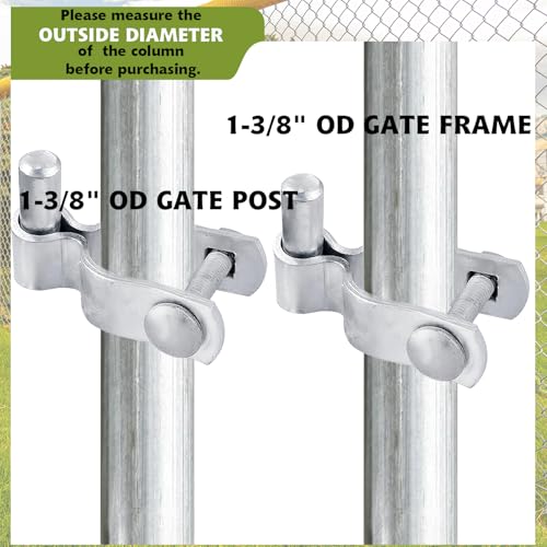 4 Pack 1-3/8" Chain Link Fence Frame Gate Post Hinge,Galvanized Steel Gate Hinge for Fence Posts, Chain Link Fence Parts for Farm Gate, Bolts & Nuts Included - size: 1-3/8" Male