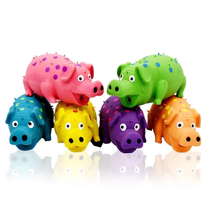 Squeaky Pig Dog Toys, 2 Pack Grunting Pig Dog Toy that Oinks Grunts for Small Medium Large Dogs, Grunting Pig Sound Play Dog Toy - color: Blue and Purple