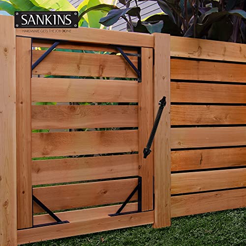 14" Gate Spring Self Closing Heavy Duty Outdoor Door Spring Automatic Metal Gate Closure Hardware with Adjustable Tool for Wooden and Vinyl Fence, Black