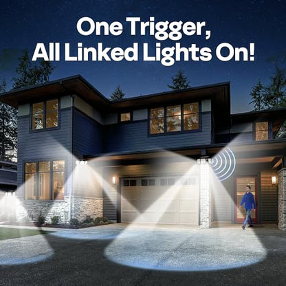 VIVOHOME Linkable Solar Flood Lights Outdoor, 2 Adjustable Motion Sensors Security Lights with 3 Heads, 2500LM, IP65 Waterproof, Solar Powered for Outside, Yard, Porch, Patio - size: Linkable - 1 Pack