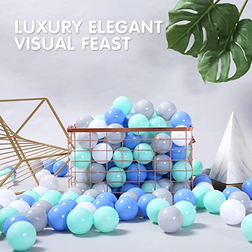 Colorful 100pcs Ball Pit Balls 2.2-inch Plastic Ocean Ball Crush Proof Stress Balls for Kids Pool Ball Playhouse Pit Accessories - color: Blue+Gray+White