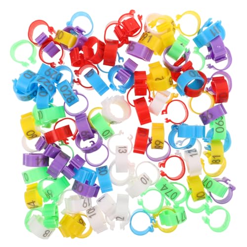HANABASS 120pcs Multi Colored Chicken Leg Rings Numbered Poultry Identification Bands for Easy Farm Management Weatherproof Clip Tags for Enhanced Visibility and Tracking