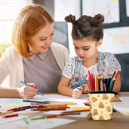Yellow Cute Animals Kids Standing Pencil Case Girls Boys Telescopic Stationary Pouch with Zipper Large Capacity Stand up Pen Bag Portable Makeup Holder for Children School Students - color: Animals