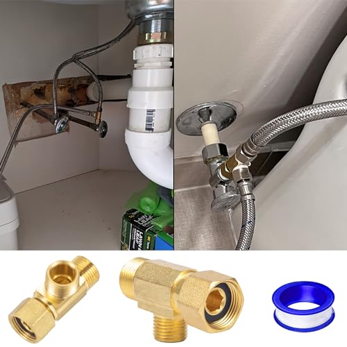 Brass Angle Stop Add-A-TeeValve, 3/8x 3/8x 3/8 (4 Pack) - size: 3/8x 3/8x 3/8 4 Pack Brass
