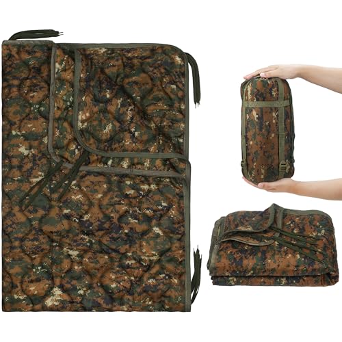 Mirzoyan Woobie Blanket, Military Poncho Liner Camo Insulated Camping Woobie Blanket for Outdoor Hiking (Woodland Digital with Zipper) - color: Woodland Digital With Zipper)
