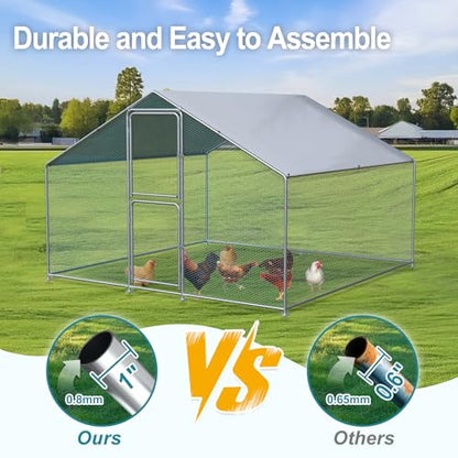 Airynee Large Chicken Coop, Chicken Coops for 10 Chickens, Chicken Runs for Yard with Water Poof & UV Resistance Cover, Spire Roof Chicken Coop Run with Double Lockable Doors for Outdoor Backyard - size: 79.2"L x 117.6"W x 79.2"H