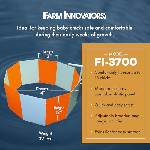 Farm Innovators 3700 Baby Chick Corral Starter Home Coop Kit with 10 Plastic Panels and Adjustable Brooder Lamp Hanger for Up to 15 Chicks
