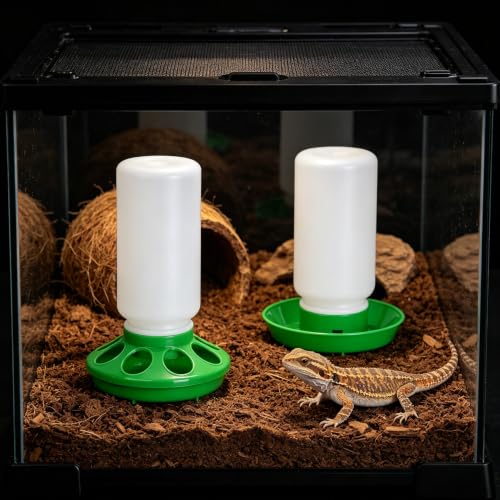 2026 New Green Chicken Feeder and Waterer Set,1L No Waste Hanging Chick Feeder and Waterer Kit,Automatic Poultry Water Dispenser for Baby Chicks,Quail,Ducklings,and Small Birds Brooder Supplies