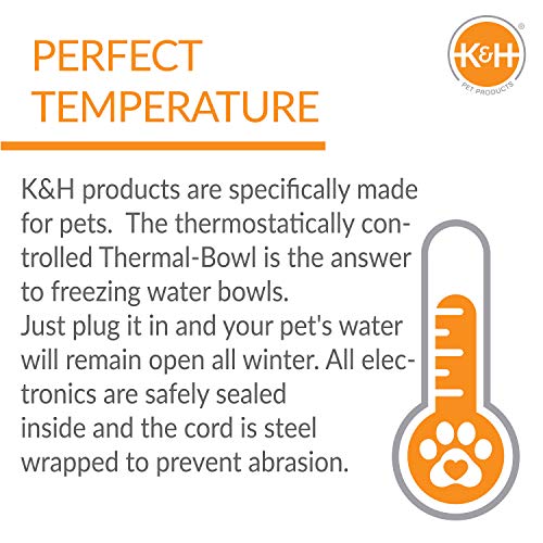 K&H Pet Products Thermal-Bowl Outdoor Heated Cat & Dog Water Bowl Blue 96 Ounces