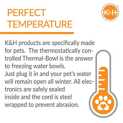 K&H Pet Products Thermal-Bowl Outdoor Heated Cat & Dog Water Bowl Blue 96 Ounces